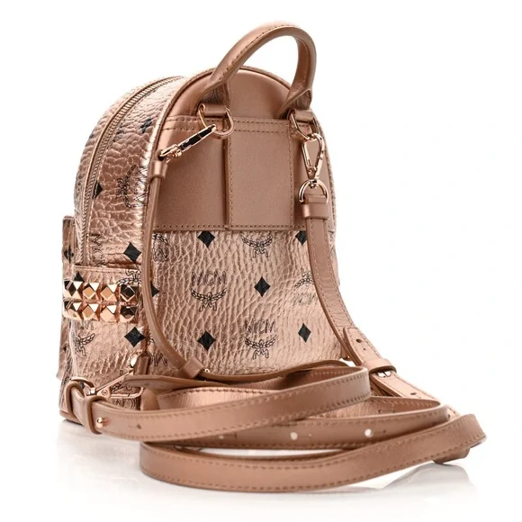 MCM Metallic Visetos Studded X-Mini Bebe Boo Backpack - Picture 3 of 5